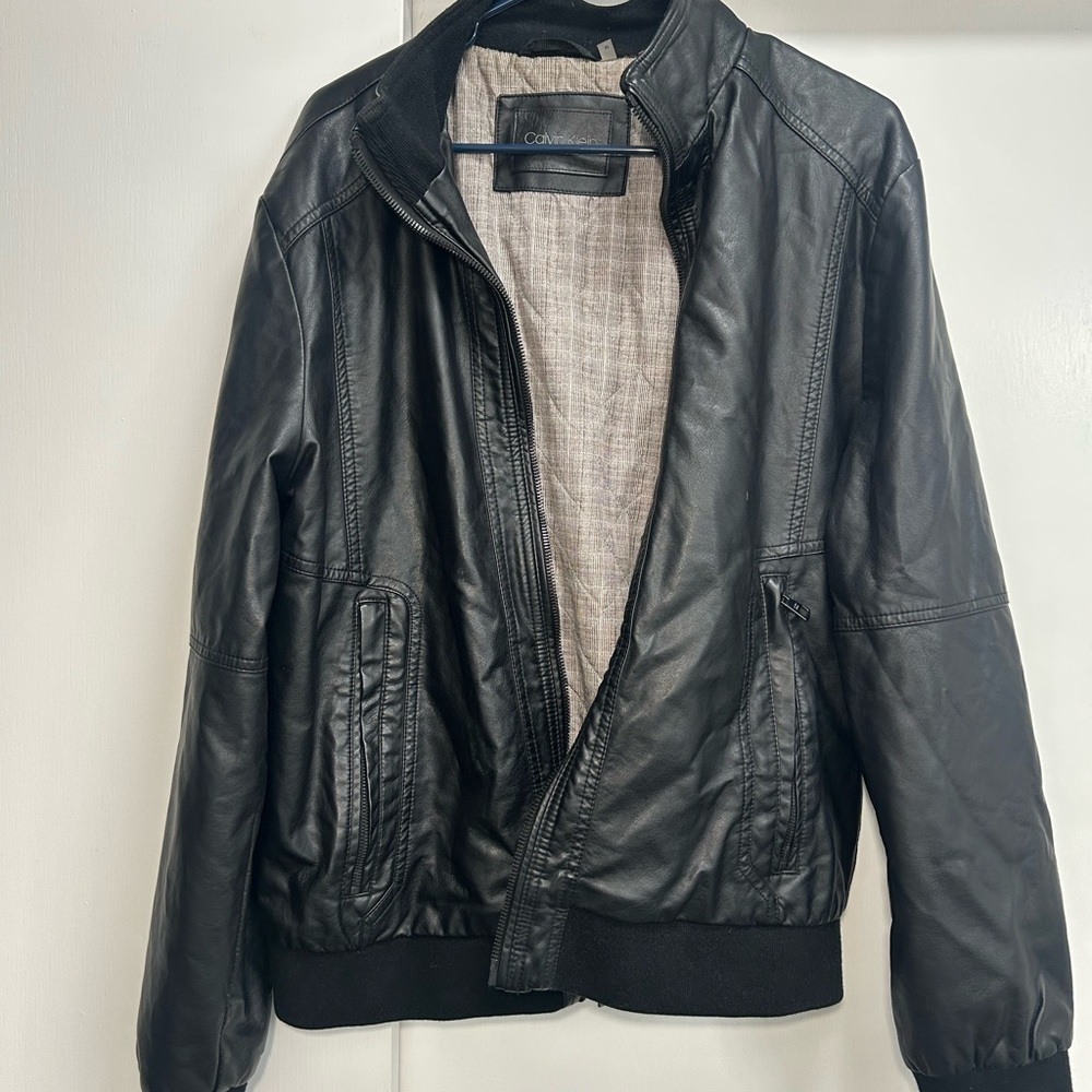 Calvin Klein Men's Black Faux Leather Jacket